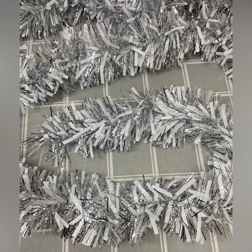 Holiday Garland White Silver Clear Christmas Party Tree Decoration 2) 10' Pcs
